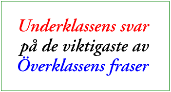Bild: 'Underklassens svar p de viktigaste av verklassens fraser'
