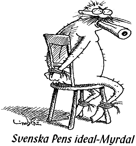 BILD: Lindstöm-karikatyr av Svenska Pens ideal-Myrdal